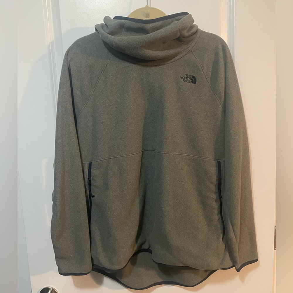 The North Face Gray and Navy Cowl Neck Fleece Hoodie Sz L
